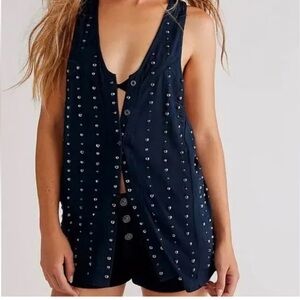 Free People Piper Studded Sleeveless Top Small